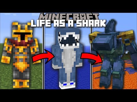 Minecraft LIFE AS A SHARK MOD / FIGHT AND BECOME AQUATIC GIANT BEAST!! Minecraft