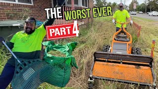 Inspirational workers helped me clean up this elderly man’s yard for Free Mow Fridays.