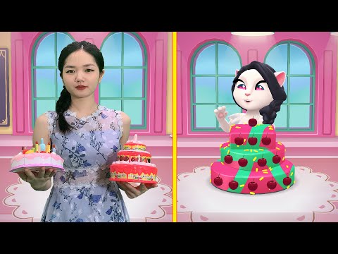 Baking Contest With Angela - My Talking Angela 2 Cake Cooking  in Real Life P2