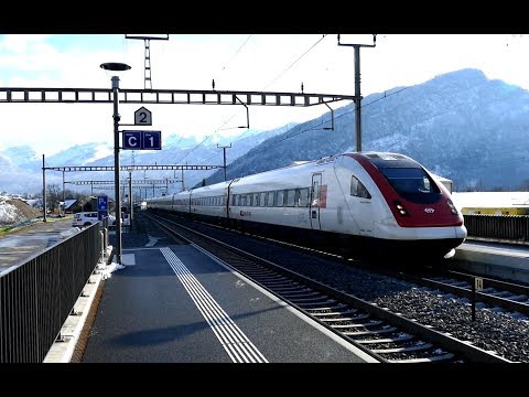 Züge auf der Gotthardbahn-Winter 2017-Steinen