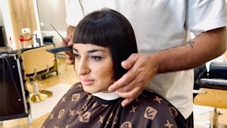 Short Edgy Bob With Micro Bangs and Hidden Undercut - Stunning Haircut Makeover