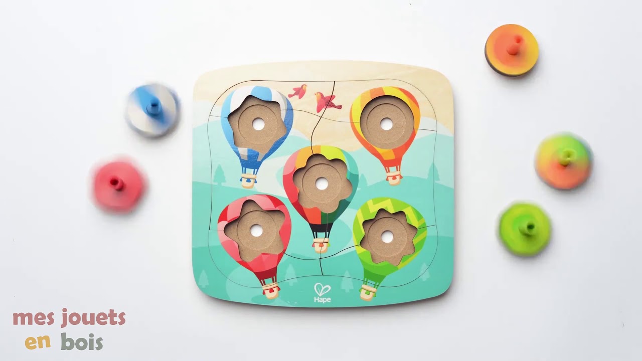 Puzzle 11 pièces en bois pour enfant - Vol en montgolfière