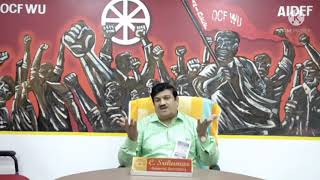 एआईडीईएफ के महासचिव कॉम. सी श्रीकुमार ने लोगों से आयुध कारखानों को बचाने के लिए आंदोलन का समर्थन करने की अपील की।