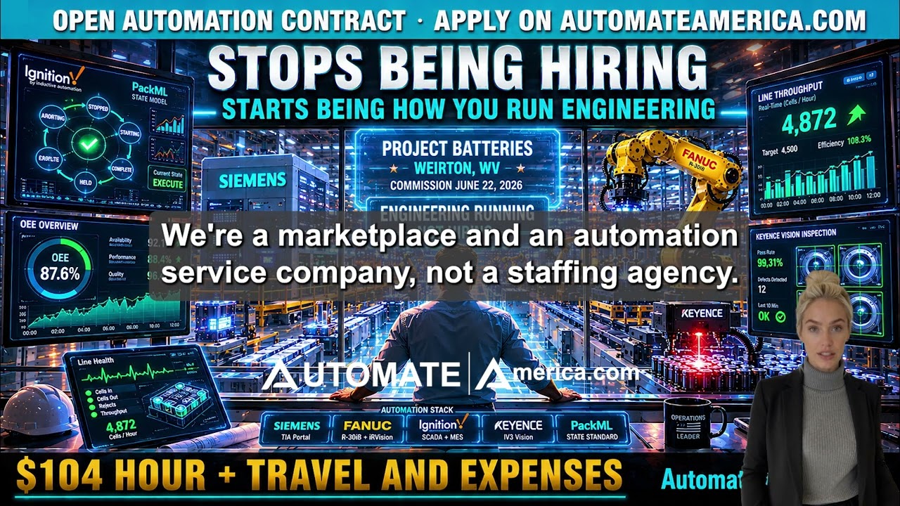 Watch the video for this contract: Controls Engineer - Weirton, West Virginia
