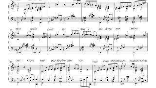 Polka dots and Moonbeams.  Arranged for solo jazz piano, with music sheet