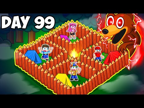 Building the ULTIMATE LOG FORTRESS To Survive 99 Nights in The Forest!