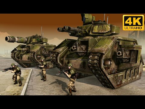 WARHAMMER 40K REALISTIC RTS - Imperial Guard vs Blood Pact of Khorne (4K)