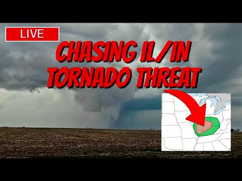 🔴STORM CHASERS LIVE🔴 Chasing an Illinois/Indiana Tornado Warning