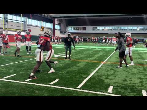 Miami Hurricanes defense fumble recovery drills March 26 practice