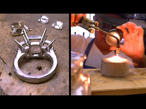 Making a 7-Carat Three-Stone Diamond Ring Out of Platinum - By Hand!