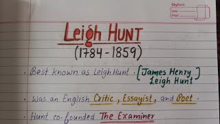 Leigh Hunt | Important Points & Major Works | UGC NET English Literature | Master Cadre English