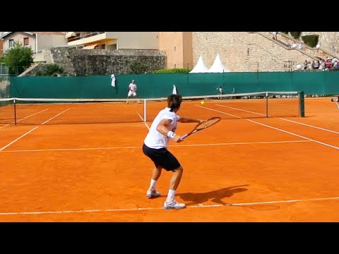 Rafael Nadal Practice Match vs Ferrer on Clay Court Level View Tennis Monte Carlo - ATP Training
