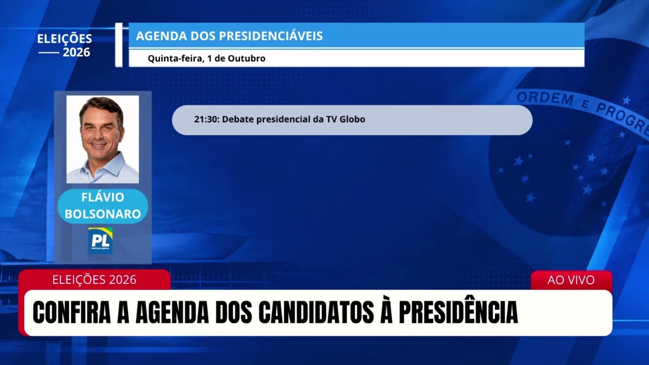 Agenda dos candidatos à presidência nesta quinta-feira 01/09/26
