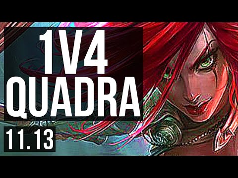 KATARINA vs LUCIAN (MID) | 1v4 Quadra, 12/0/2, 9 solo kills, Legendary | KR Diamond | v11.13