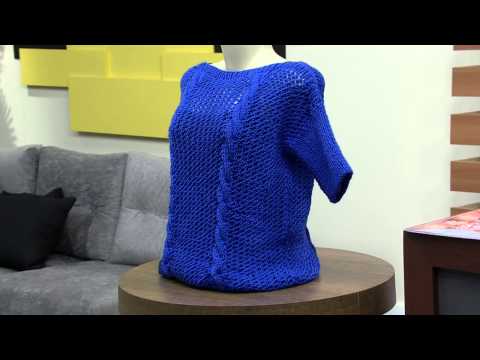 Mulher.com 22/09/2014 - Blusa Trico Azul La Tododia por Vitoria Quintal - Parte 1