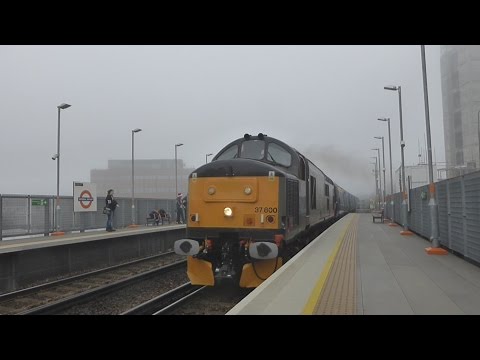 Rail Operations Group Class 37800 at Imperial Wharf with tones and thrash.
