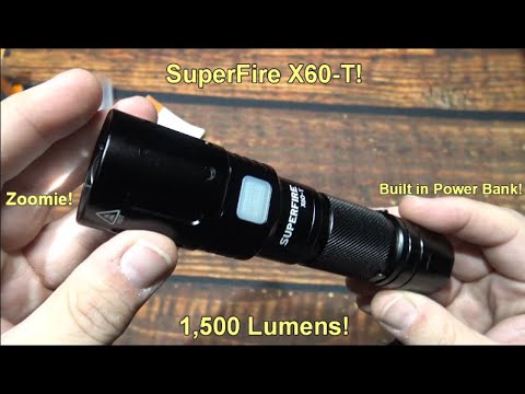 SuperFire X60-T Flashlight Kit Review! (Zoomie, P50 LED, 1,500 Lumens, Power Bank!)