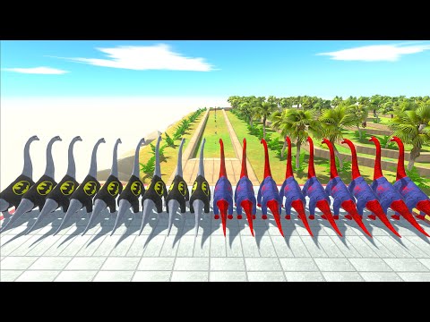 BATMAN SUPERMAN VS SPIDERMAN BRACHIOSAURUS DEATH RUN - Animal Revolt Battle Simulator