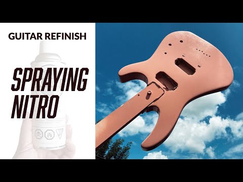 Spraying Nitrocellulose Lacquer AT HOME! // REFINISHING A GUITAR Part 2