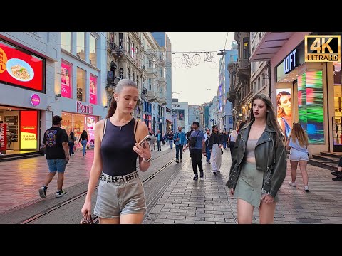 Istanbul Turkey Taksim Square, Istiklal Street 4K Walking Tour