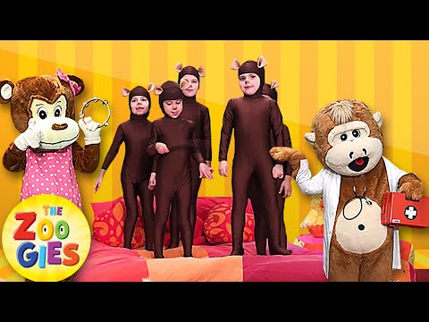 The Zoogies - 5 Little Monkeys Jumping On The Bed | #BabyWalrus Nursery Rhymes