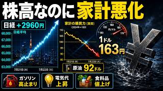 【7月22日速報】日経平均2日で2960円高、でも円は163円｜株高なのに生活が苦しい本当の理由