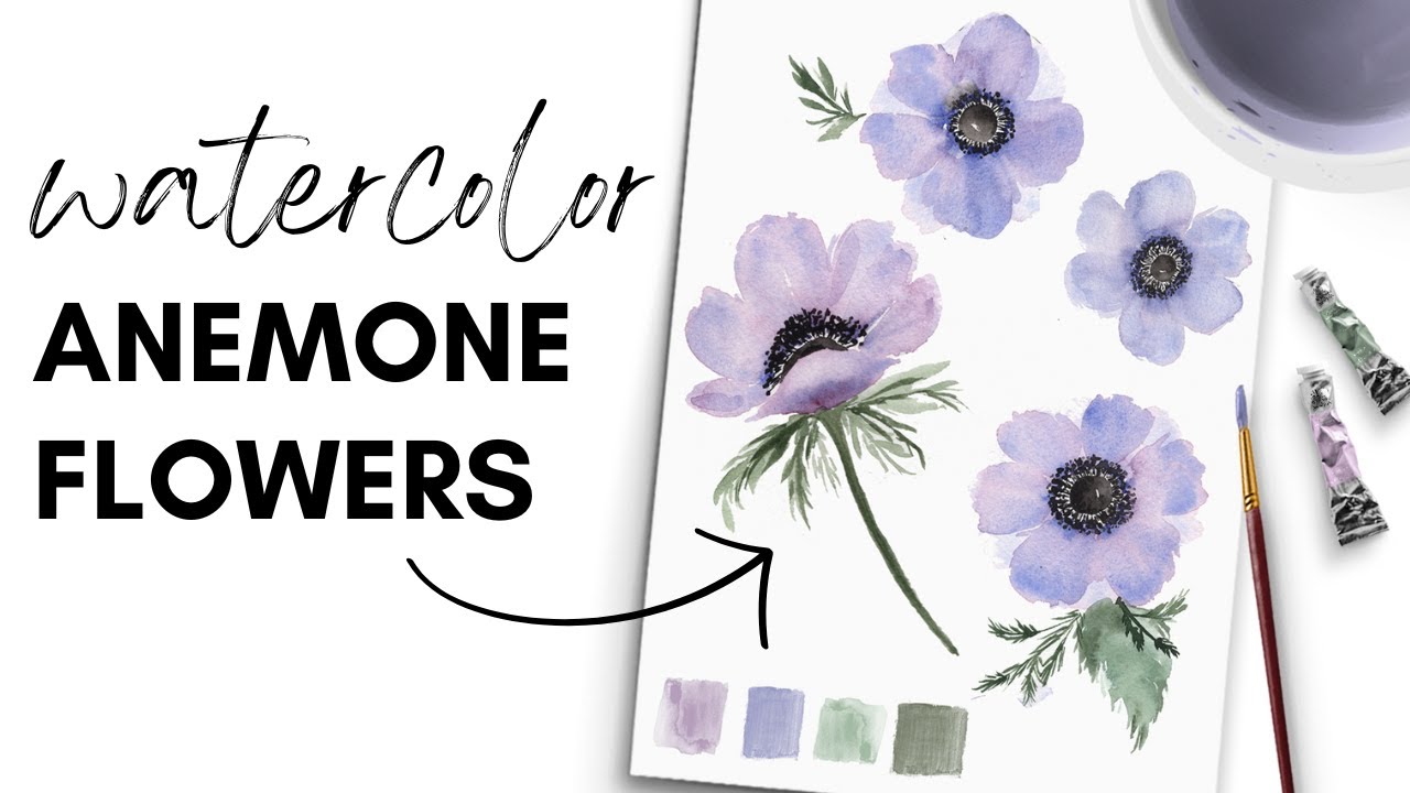How to Paint Watercolor Anemone Flowers | Easy Tutorial