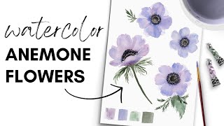How to Paint Watercolor Anemone Flowers | Easy Tutorial