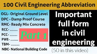 Important full form in civil engineering//Civil Engineering Abbreviation