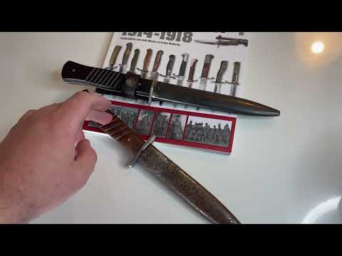Original WWI German Trench Knife (Compared To a Repro) Grabendolch / Gottlieb Hammesfahr Solingen