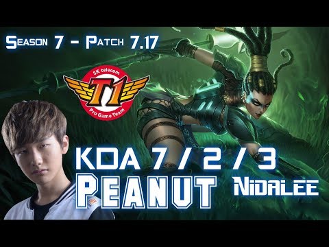 SKT T1 Peanut NIDALEE vs SKT T1 Huni ELISE Jungle - Patch 7.17 KR Ranked
