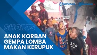 Anak-anak Korban Gempa Cianjur Tetap Ceria, Lomba Makan Kerupuk di Pengungsian