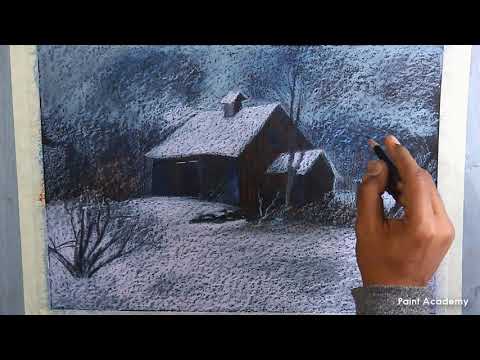 Winter Barn Oil Pastel Drawing | step by step coloring technique | Artist Supriyo
