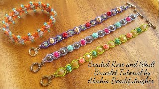 Beaded Rose and Skull Bracelet Tutorial