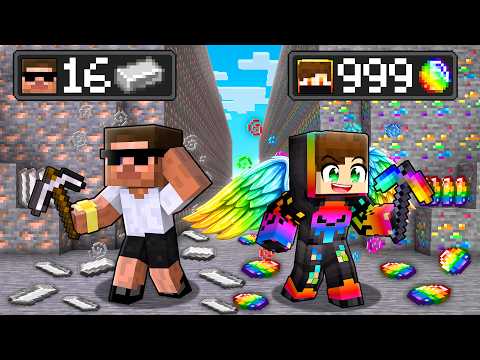 RAINBOW ORE vs POOR DIRT MINE BATTLE IN MINECRAFT!!