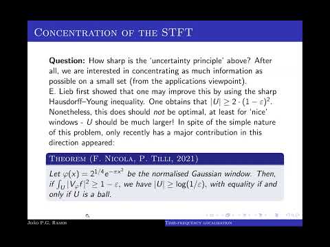 Joao Ramos:Time-frequency localization operators, their eigenvalues and relationship to elliptic PDE