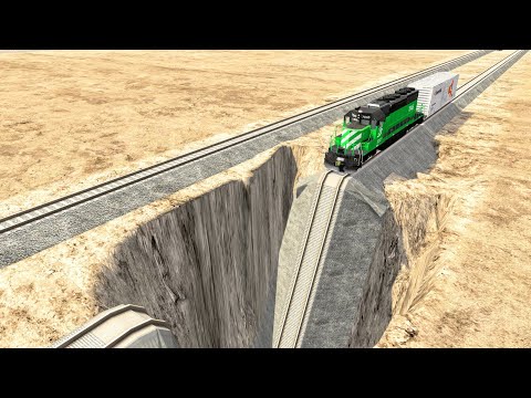 Trains vs Giant Pit - BeamNG.Drive