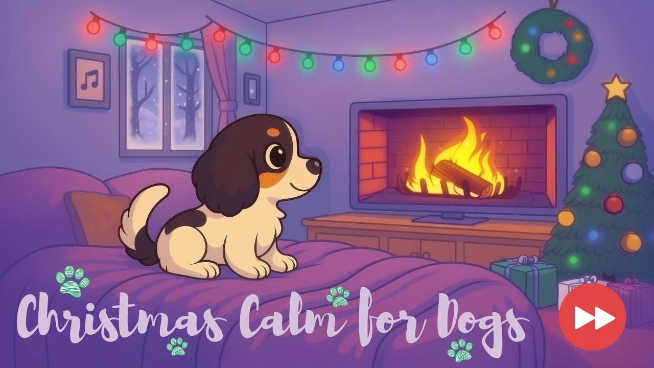 Dog TV: Cozy Christmas Fire and Holiday Music | WanderingPupLofi