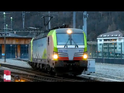Swiss trains: Late Afternoon at Brig Bahnhof, 18Feb22