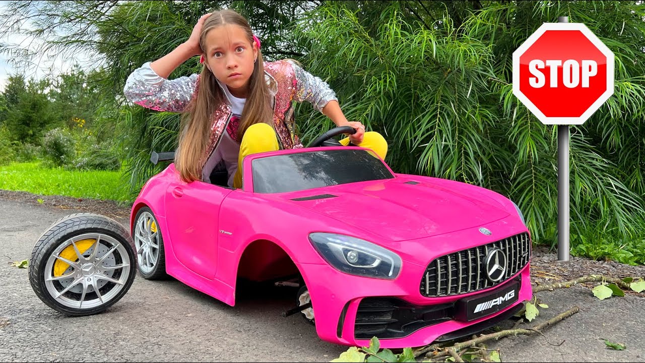 Sofia play with broken Toy Cars and got stuck in the mud