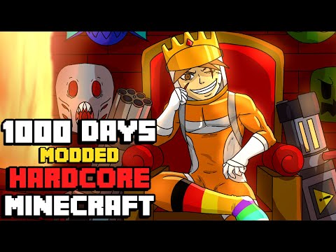 I Survived Hardcore Modded Minecraft For 1000 Days using the largest modpack possible