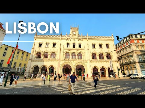 LISBOA Portugal | Estação Ferroviária do Rossio - Passeio a pé por Lisboa - Verão 2023 4K