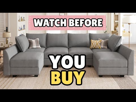 HONBAY Sectional Couch with Pull Out Bed, Sectional Sleeper Sofa with Storage, U Shape Couches for Living Room, Velvet Beige video review thumbnail