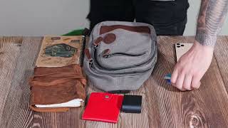 Мужская текстильная сумка через плечо с уплотненной спинкой Vintagе 22173 серый