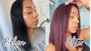 HOW I WENT FROM JET BLACK HAIR TO RED | NO BLEACH!