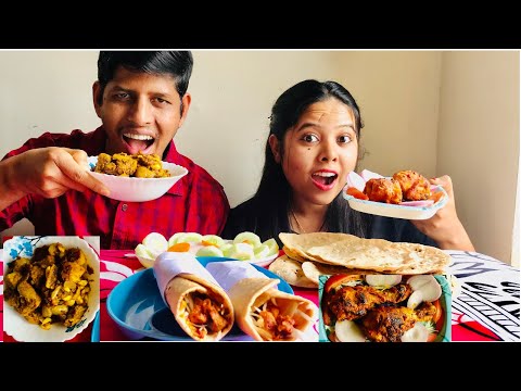 Tandoori Chicken Shawarma roll  Chicken kasha Roti eating challenge | eating show