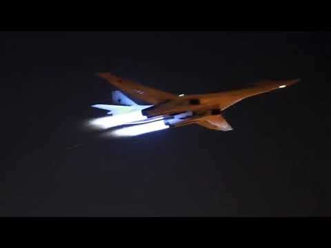 Russian Tupolev Tu-160 Strategic Bomber On Full Afterburners At Night