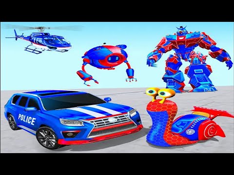 US Police Snail Robot Car Transform: Car Robot Transport Plane - Android iOS Gameplay