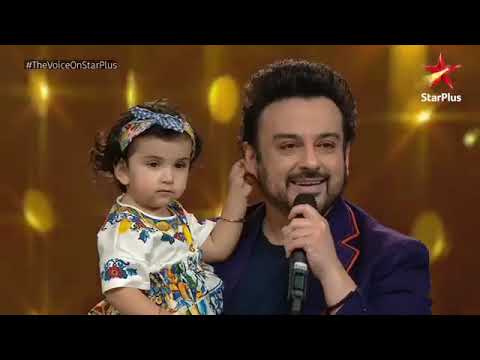 Adnan Sami her daughter and wife voice of India stage 💕💘.