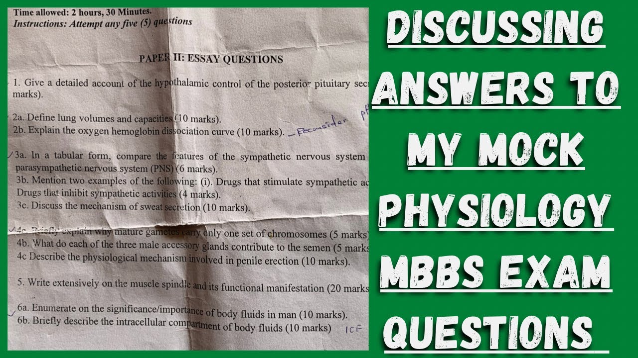 MY PHYSIOLOGY MOCK MBBS EXAM QUESTION PAPER||Let's discuss the answers!!